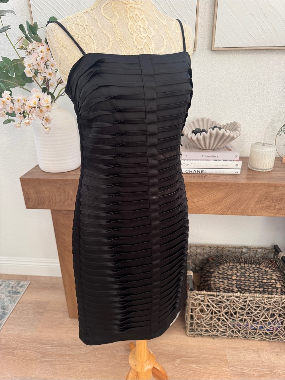 Calvin Klein Black Strappy Sheer-Panel Mini Dress
